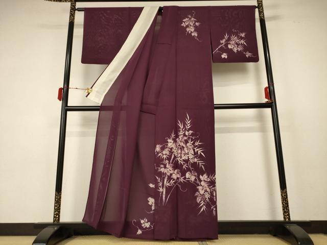 平和屋着物＊夏物　訪問着　絽　笹竹文　正絹　逸品　AABC3489jd_1