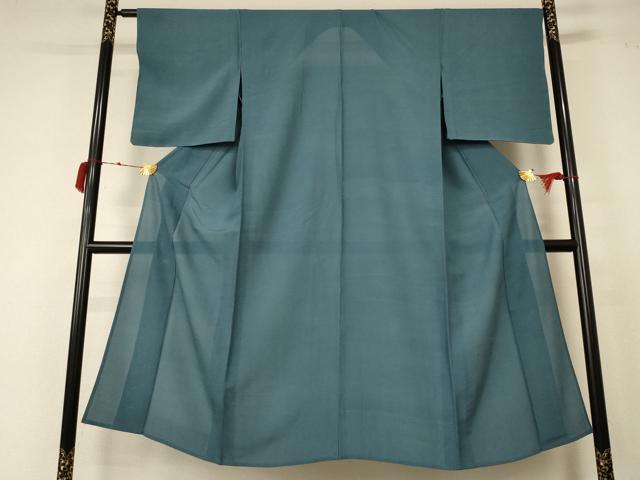 平和屋着物＊夏物　色無地　絽縮緬　錆鉄御納戸色　正絹　逸品　未使用　AABC3490jd