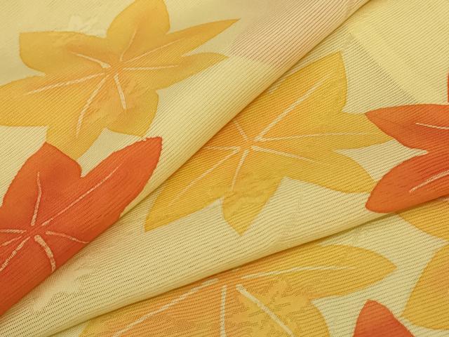 平和屋着物＊夏物　小紋　絽　楓文　正絹　逸品　AABC3507jd