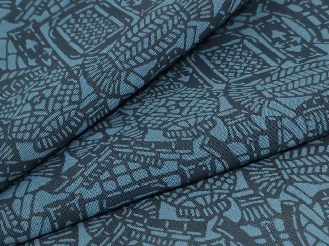 平和屋着物＊夏物　小紋　紗　型染め　抽象文様　正絹　逸品　AABC3508jd