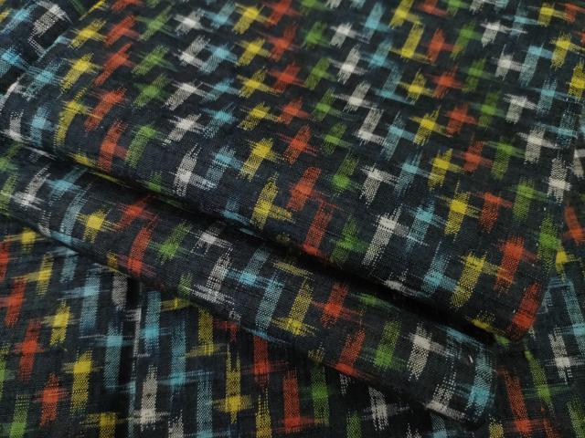 平和屋着物●上質な紬　十字絣　正絹　逸品　AABC3525ck