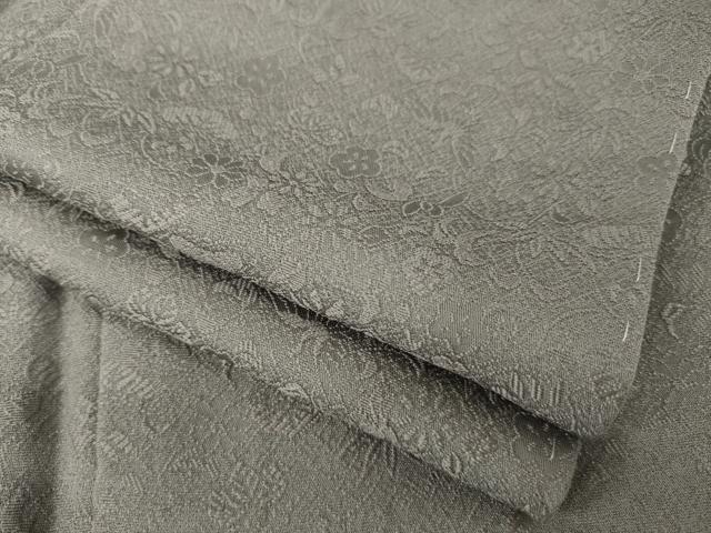 平和屋着物●上質な色無地　吉祥花地紋　源氏鼠色　さが美扱い　正絹　逸品　AABC3538ck
