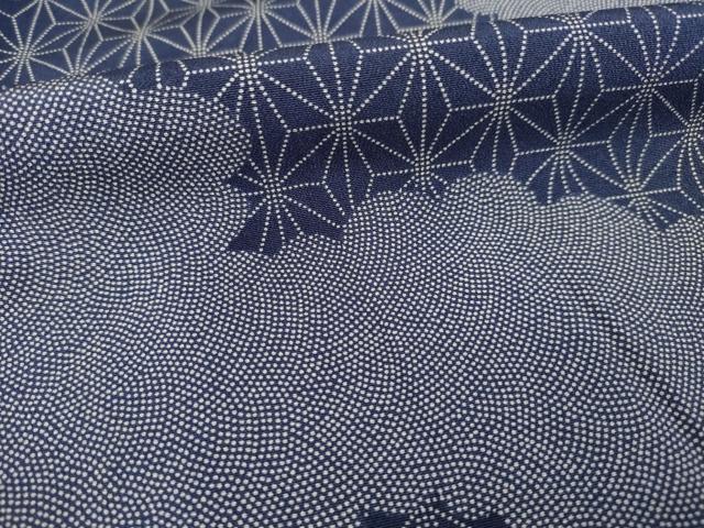 平和屋着物●上質な小紋　雲取り鮫小紋柄　麻の葉文様　正絹　逸品　AABC3539ck 平和屋着物○上質な小紋 雲取り鮫小紋柄 麻の葉文様 正絹 逸品