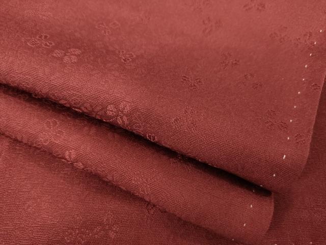 平和屋着物●上質な色無地　舞葉地紋　葡萄茶色　正絹　逸品　AABC3551ck