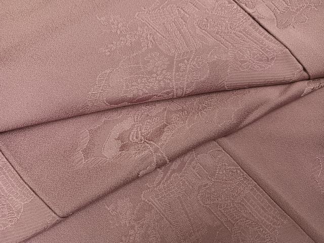 平和屋着物●上質な色無地　御所車地紋　鴇浅葱色　正絹　逸品　AABC3675ph