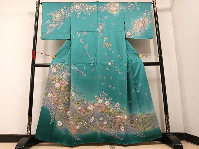 平和屋着物●訪問着　辻が花　絞り　暈し染め　金彩　正絹　逸品　AABC3683ph