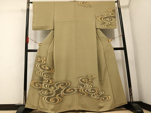 平和屋着物●訪問着　竹屋町刺繍　流水文　暈し染め　金彩　正絹　逸品　AABC3690ph