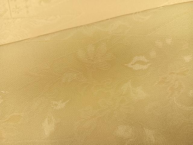 平和屋着物○上質な色無地 草花地紋 蜂蜜色 正絹 逸品 AABC3691ph