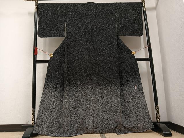 平和屋着物●本加賀友禅作家　押田正義　訪問着　蒔糊散らし　霞文　黒地　正絹　逸品　AABC3692ph