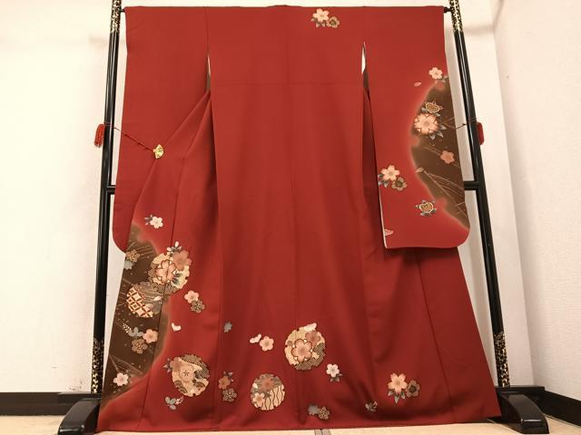 平和屋着物●豪華振袖・長襦袢(無双仕立て)セット　雪輪桜文　暈し染め　金彩　正絹　逸品　AABC3705ph 平和屋着物○豪華振袖・長襦袢(無双仕立て)セット 雪輪桜文 暈し染め