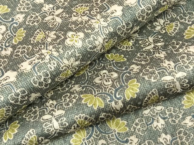 平和屋着物▽上質な小紋　単衣　吉祥花文　正絹　逸品　AABC3753fy