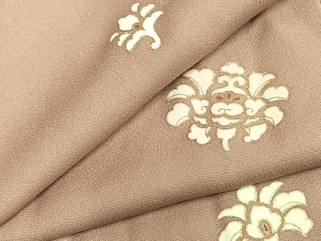 平和屋着物▽上質な小紋　単衣　舞花文　金彩　正絹　逸品　AABC3763fy