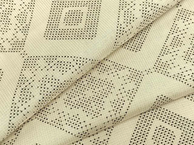 平和屋着物▽本場大島紬　白大島　単衣　菱文　正絹　逸品　AABC3778fy