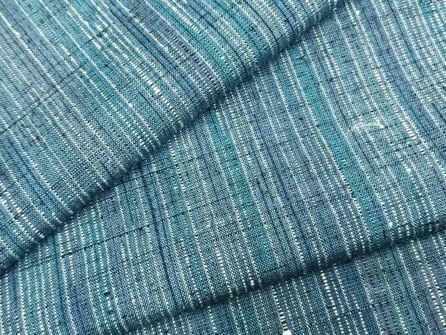 平和屋着物▽上質な紬　単衣　縞　正絹　逸品　未使用　AABC3805fy