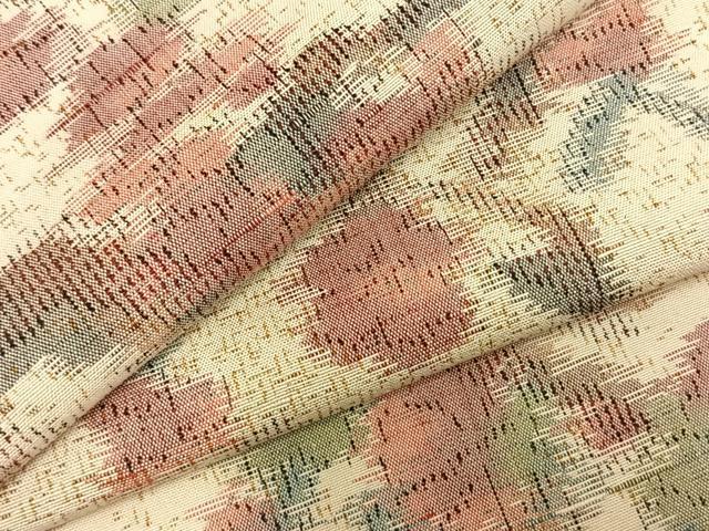 平和屋着物▽上質な紬　単衣　草花文　正絹　逸品　未使用　AABC3811fy