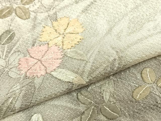 平和屋着物▽訪問着　単衣　手描き　刺繍　草花文　暈し染め　鬼しぼ縮緬　正絹　逸品　AABC3812fy_4