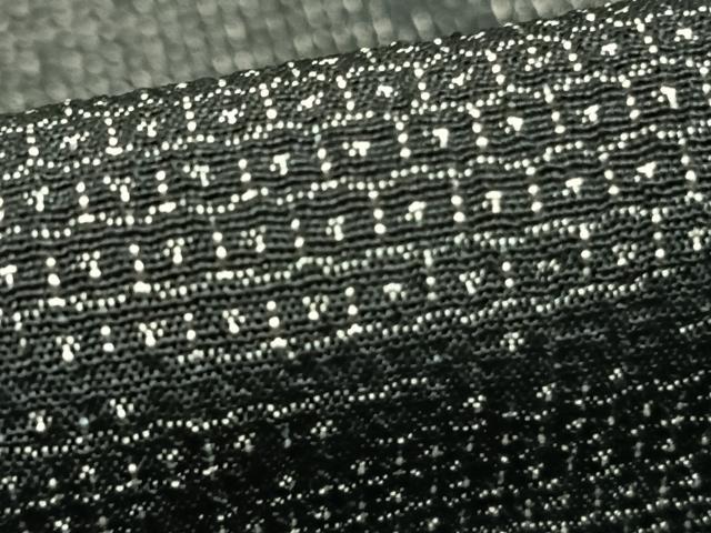 平和屋着物▽本塩沢　単衣　110亀甲　抽象文様　黒地　正絹　逸品　AABC3834fy_5