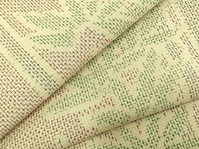 平和屋着物▽上質な紬　単衣　竹　正絹　逸品　AABC3841fy