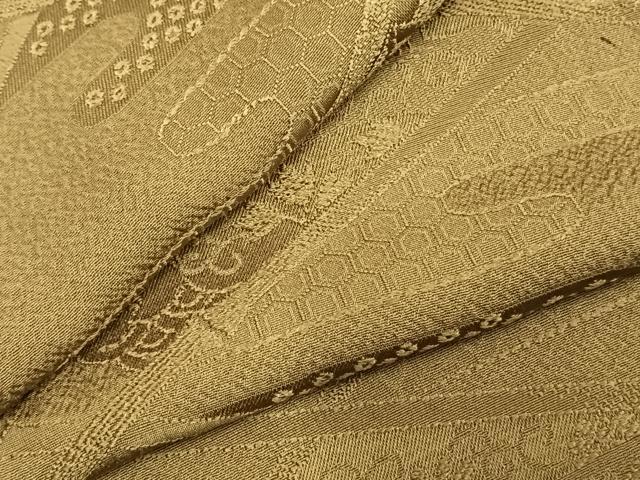 平和屋着物▽上質な色無地　単衣　吉祥地紋　国防色　正絹　逸品　AABC3848fy