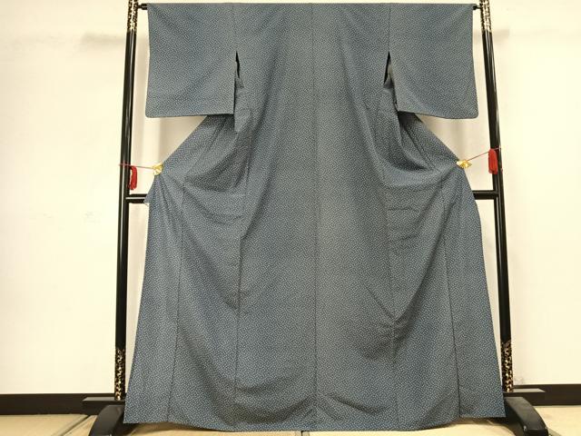 平和屋着物▽小紋　単衣　舞扇文　洗える着物　AABC3904fy_1