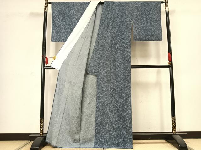 平和屋着物▽小紋　単衣　舞扇文　洗える着物　AABC3904fy_2