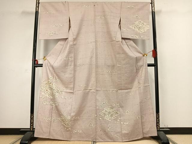 平和屋着物▽訪問着　単衣　紬地　辻が花　正絹　逸品　AABC3966fy