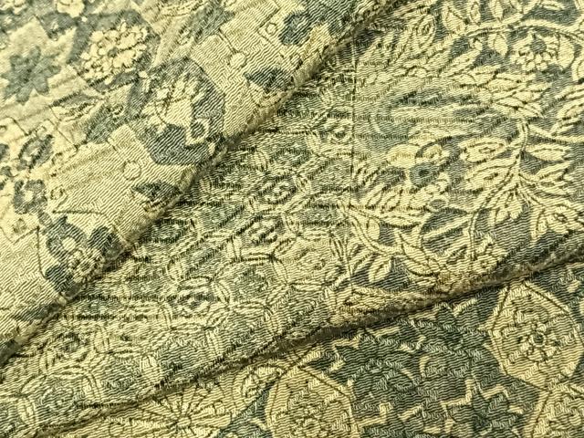 平和屋着物▽上質な小紋　単衣　切嵌花文　正絹　逸品　AABC3974fy