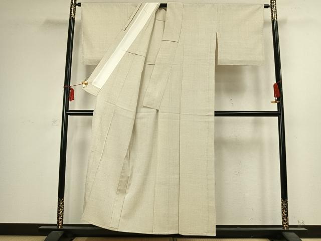平和屋着物▽白鷹お召　単衣　蚊絣　正絹　逸品　未使用　AABC3984fy_2