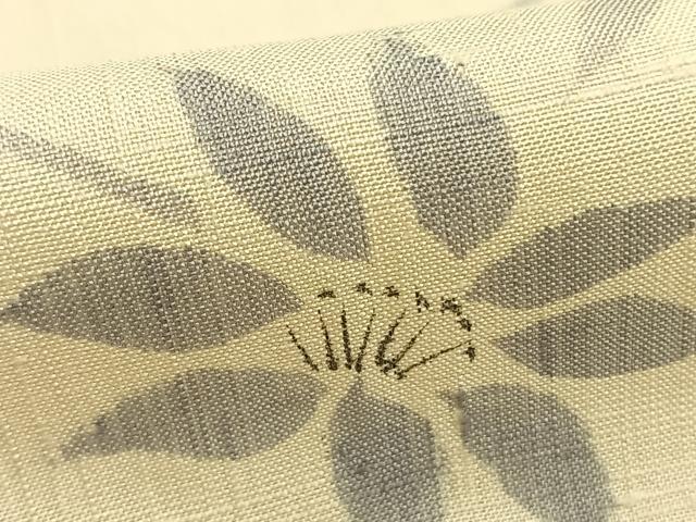 平和屋着物▽上質な紬　単衣　花唐草文　正絹　逸品　AABC4011fy_5