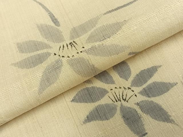 平和屋着物▽上質な紬　単衣　花唐草文　正絹　逸品　AABC4011fy_4