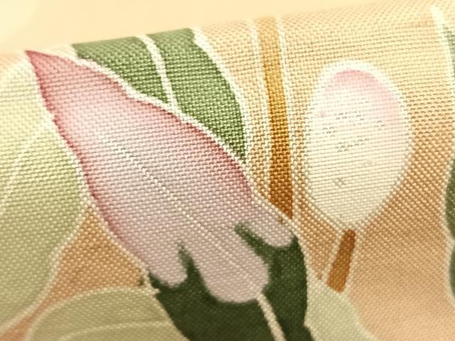 平和屋着物▽本加賀友禅作家　成竹登茂男　訪問着　単衣　白山紬地　枝花文　ますいわ屋扱い　正絹　逸品　AABC4018fy 平和屋着物▽本加賀友禅作家 成竹登茂男 訪問着 単衣