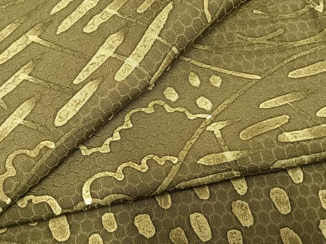 平和屋着物▽上質な小紋　単衣　風景文　正絹　逸品　AABC4021fy