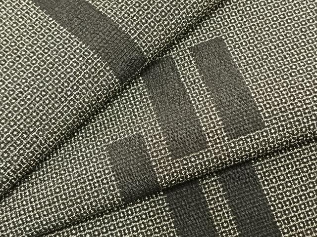 平和屋着物▽本塩沢　単衣　140亀甲　抽象文様　さが美扱い　正絹　逸品　AABC4049fy