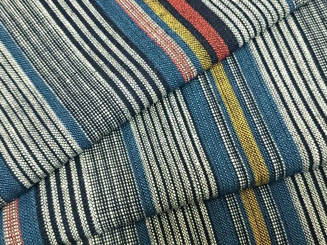 平和屋着物▽小紋　単衣　縞　綿　AABC4075fy