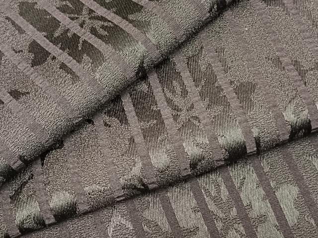 平和屋着物▽上質な小紋　単衣　縞　蔦の葉文　正絹　逸品　AABC4077fy