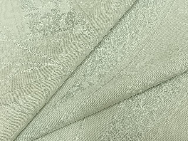 平和屋着物▽上質な色無地　単衣　熨斗花地紋　藍白色　ロング丈　正絹　逸品　AABC4080fy