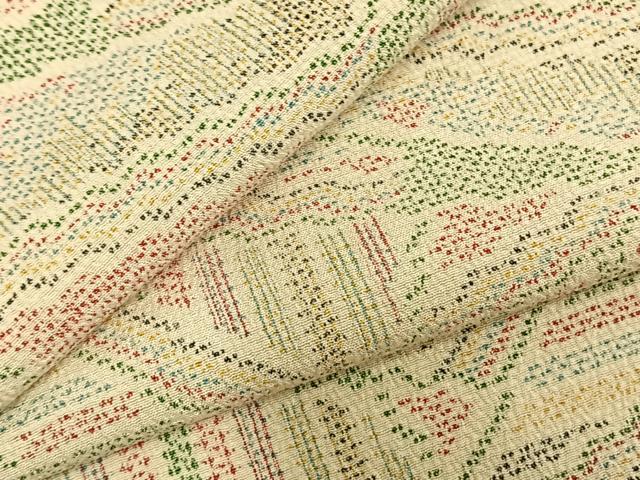 平和屋着物▽お召　単衣　切嵌文　正絹　逸品　AABC4106fy