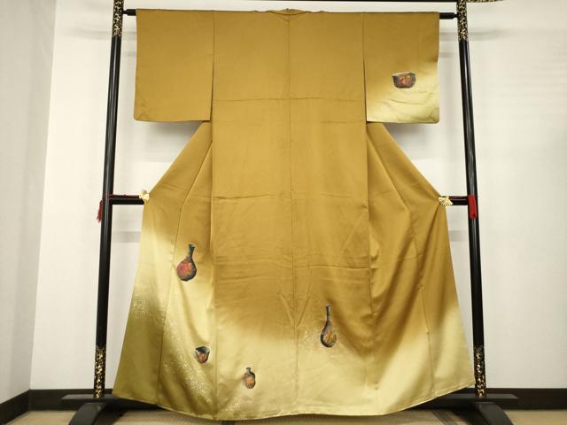 平和屋着物●訪問着　陶器文　暈し染め　金銀彩　正絹　逸品　AABC4129ck