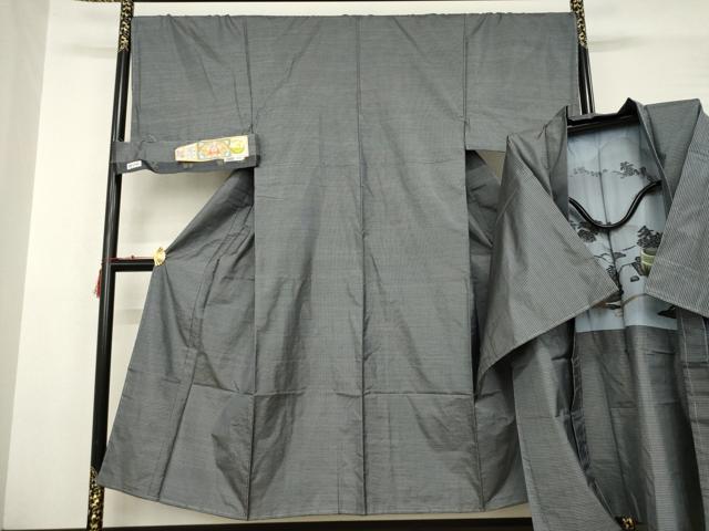 平和屋着物●男性　本場大島紬　アンサンブル　格子　薩摩染織　証紙付き　正絹　逸品　未使用　AABC4131ck