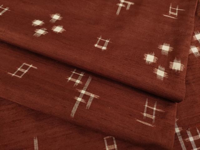 平和屋着物●上質な紬　井桁　正絹　逸品　AABC4142ck