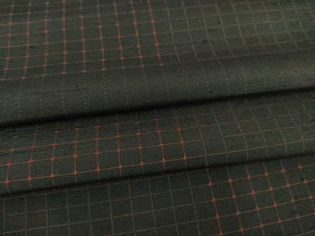 平和屋着物●男性　紬　市松文　黒地　正絹　逸品　AABC4160ck