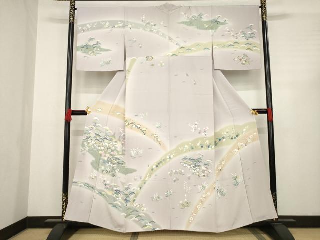 平和屋着物●訪問着　友禅　作家物　風景文　金彩　正絹　逸品　AABC4183ck