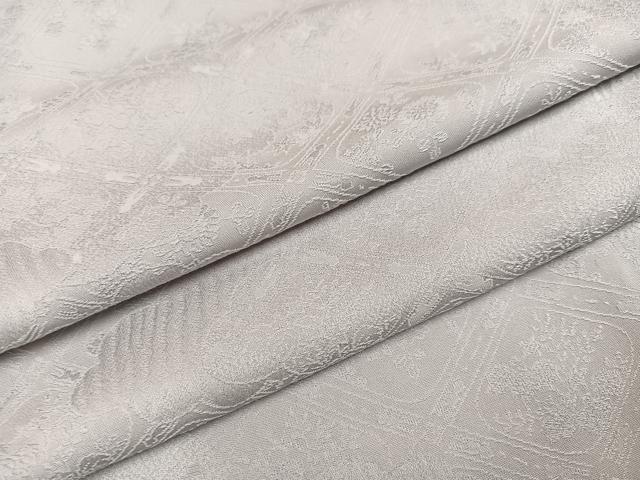 平和屋着物●上質な色無地　草花地紋　灰黄緑色　正絹　逸品　AABC4448ph