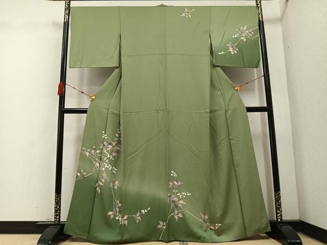 平和屋着物●訪問着　友禅　枝葉文　暈し染め　正絹　逸品　AABC4499ph
