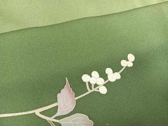 平和屋着物○訪問着 友禅 枝葉文 暈し染め 正絹 逸品 AABC4499ph