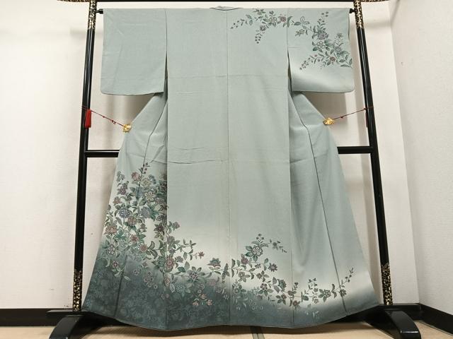 平和屋着物●訪問着　更紗花文　暈し染め　正絹　逸品　AABC4513ph