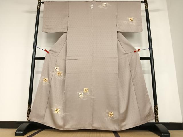 平和屋着物●訪問着　駒刺繍　源氏香花松文　金彩　反端付き　正絹　逸品　未使用　AABC4810zg