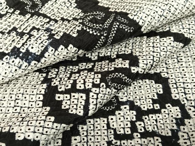 平和屋着物○上質な小紋 総絞り 本疋田絞り 花唐草間道