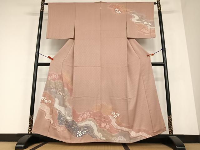 平和屋着物●訪問着　絞り　中国三大刺繍　汕頭刺繍　スワトウ刺繍　相良刺繍　道長吉祥花文　金彩　正絹　逸品　AABC4828zg