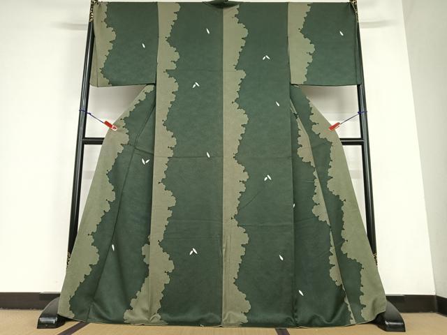 平和屋着物●上質な小紋　舞葉文　ロング丈　正絹　逸品　AABC4856zg